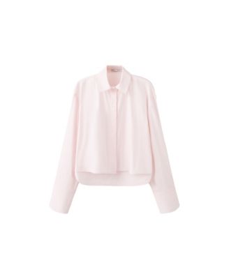 Women's Asymmetrical Concealed-Button Cotton-Blend Top