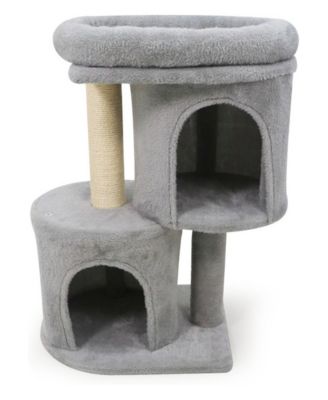 26 Inch Indoor Cat Tree with Two Hideaway Condos and Scratching Posts