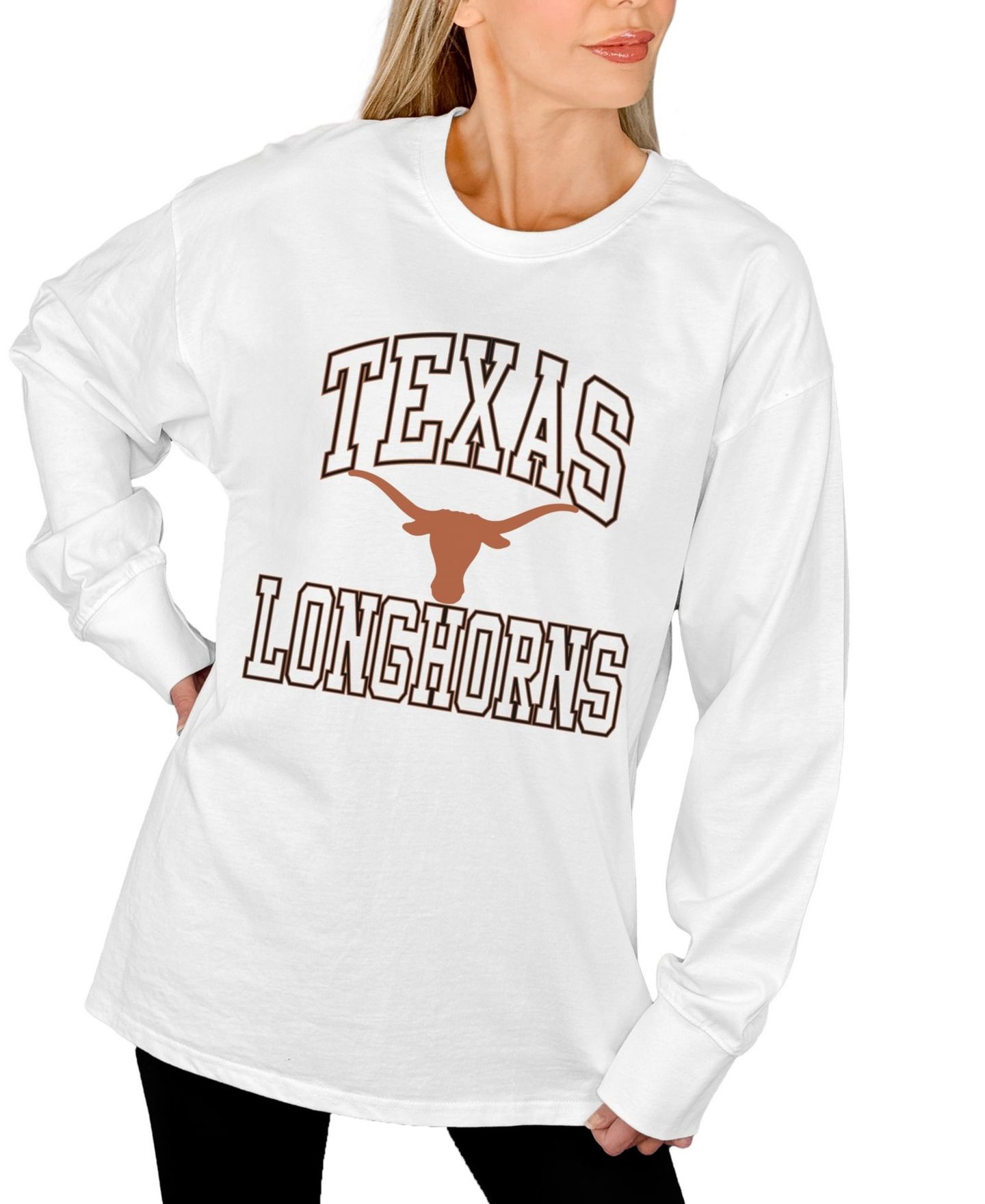 Женская футболка Gameday Couture White Texas Longhorns Mind Games Oversized Long-Sleeve — фото 4