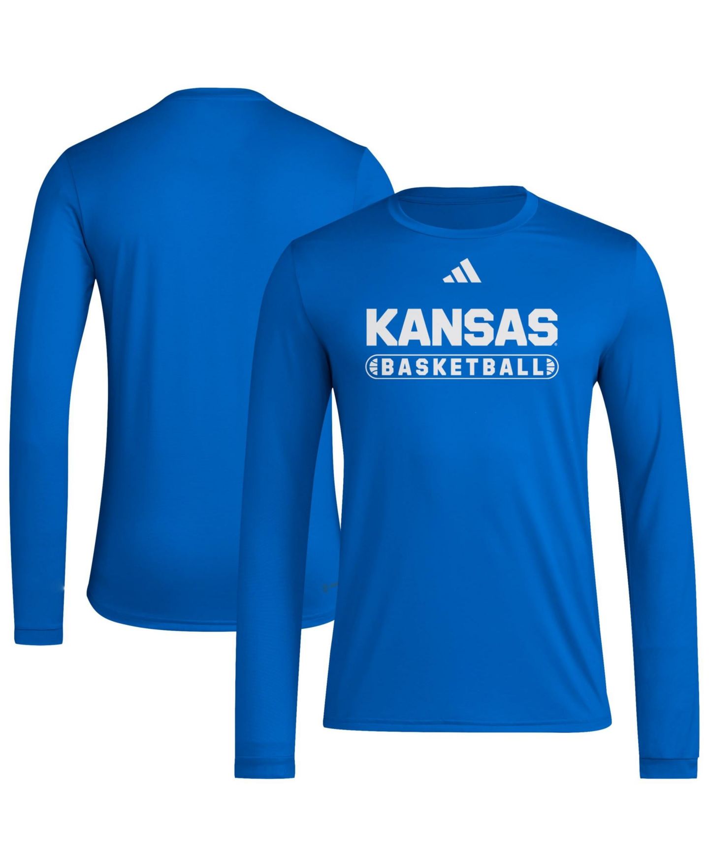 Мужская футболка adidas Royal Kansas Jayhawks On-Court Pregame Long-Sleeve — фото 1