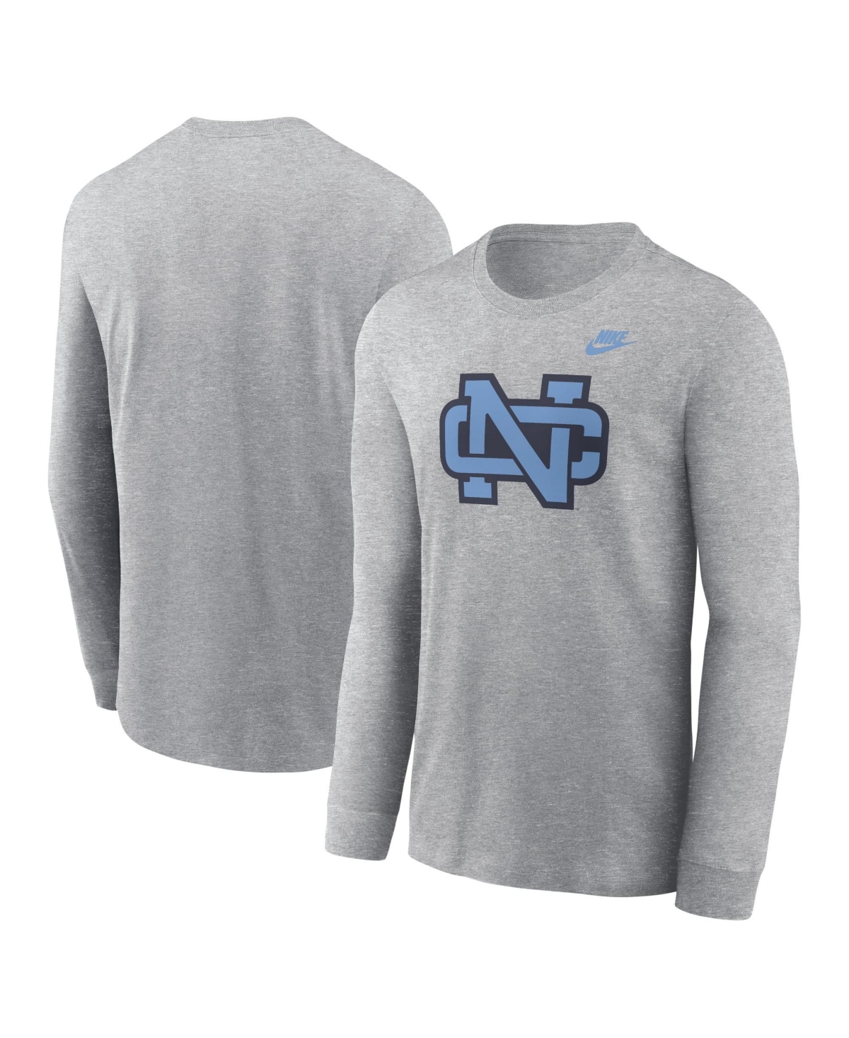 Nike Men's Heather Gray North Carolina Tar Heels Legacy Primary Logo Long-Sleeve T-Shirt - Heather Gray