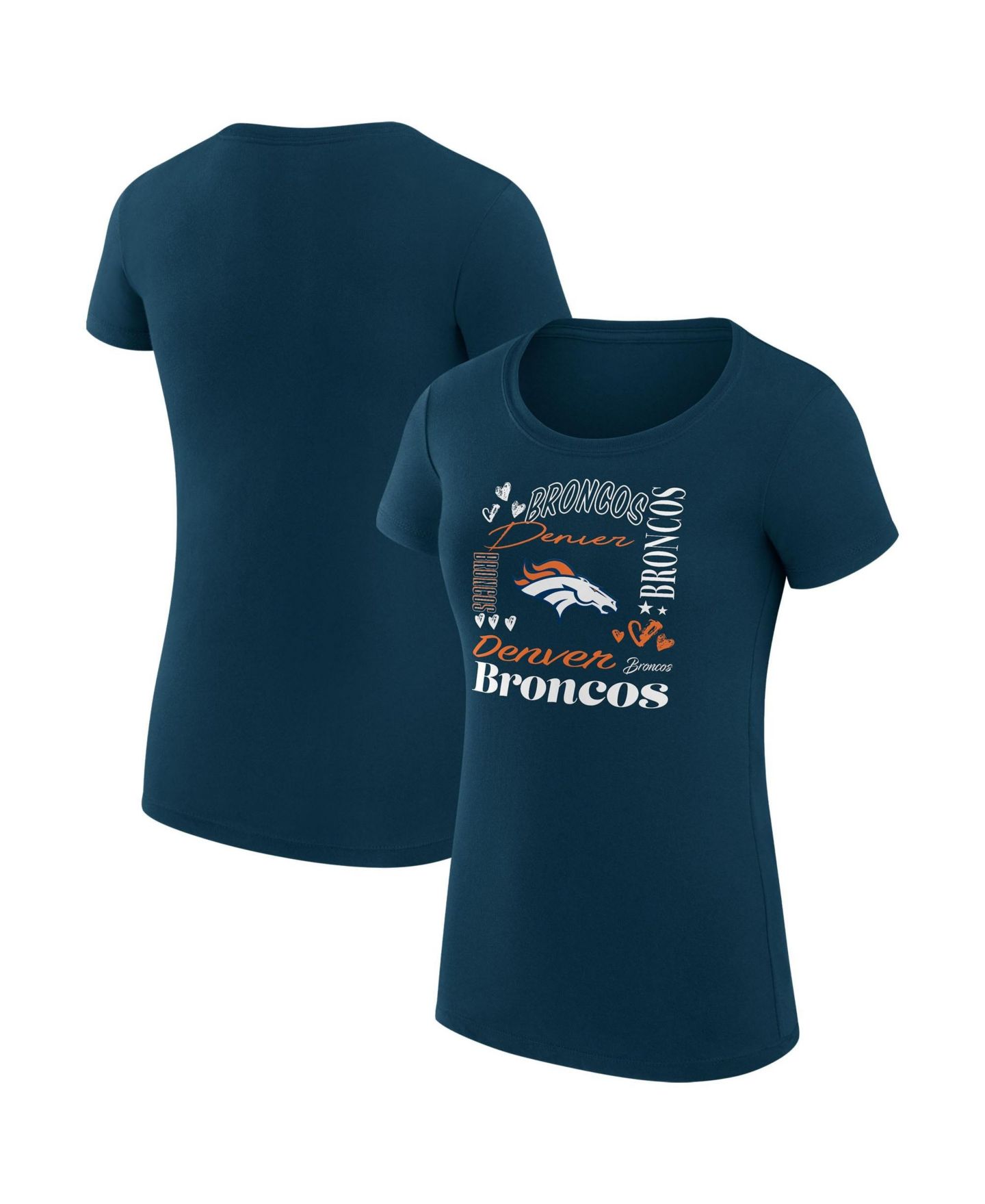 Женская футболка G-III 4Her by Carl Banks Navy Denver Broncos Super-Slim Fit Lightweight Collage Team — фото 1