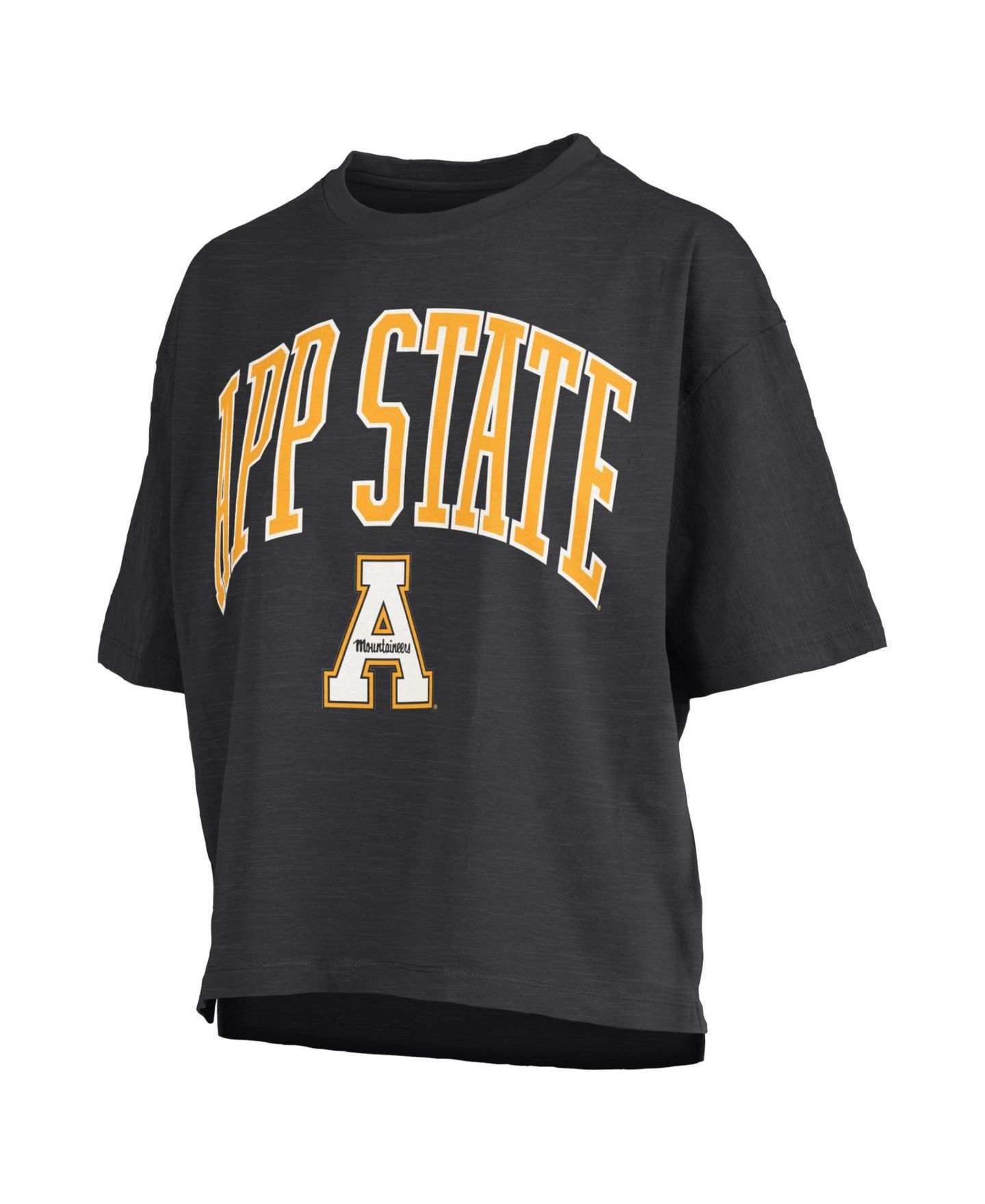 Женская футболка Pressbox Black Appalachian State Mountaineers Oversized Nelson Arch Over Logo Slub — фото 2