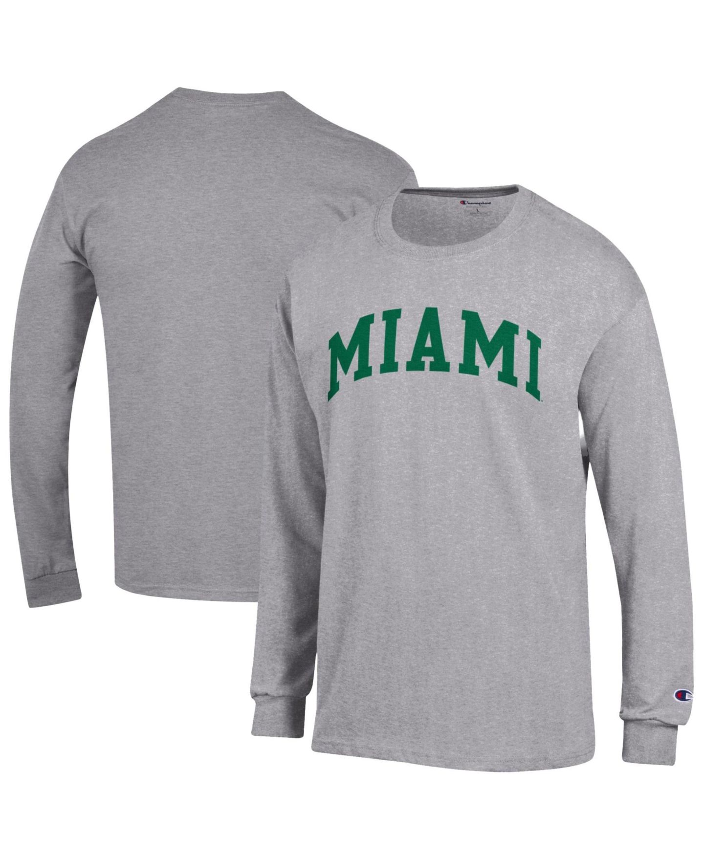 Мужская футболка Champion Heather Gray Miami Hurricanes Basic Arch Long-Sleeve — фото 1