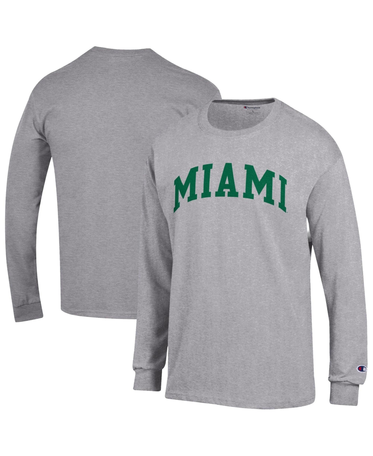 Champion Men's Heather Gray Miami Hurricanes Basic Arch Long-Sleeve T-Shirt - Heather Gray