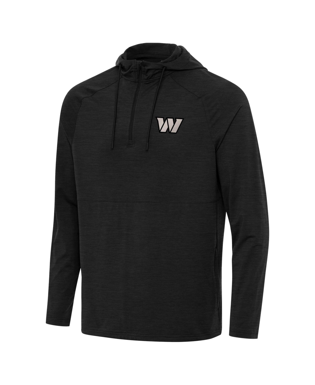 Antigua Men's Heather Black Washington Commanders Spikes Raglan Quarter-Zip Hoodie - Heather Black