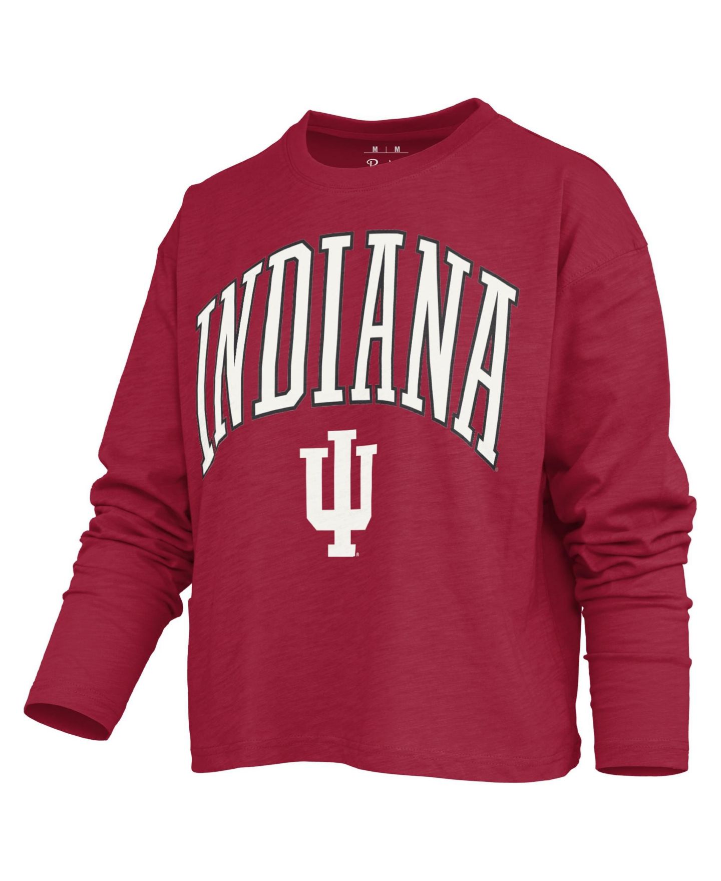 Женская футболка Pressbox Crimson Indiana Hoosiers Motley Boxy Waist-Length Burnout Long-Sleeve — фото 2