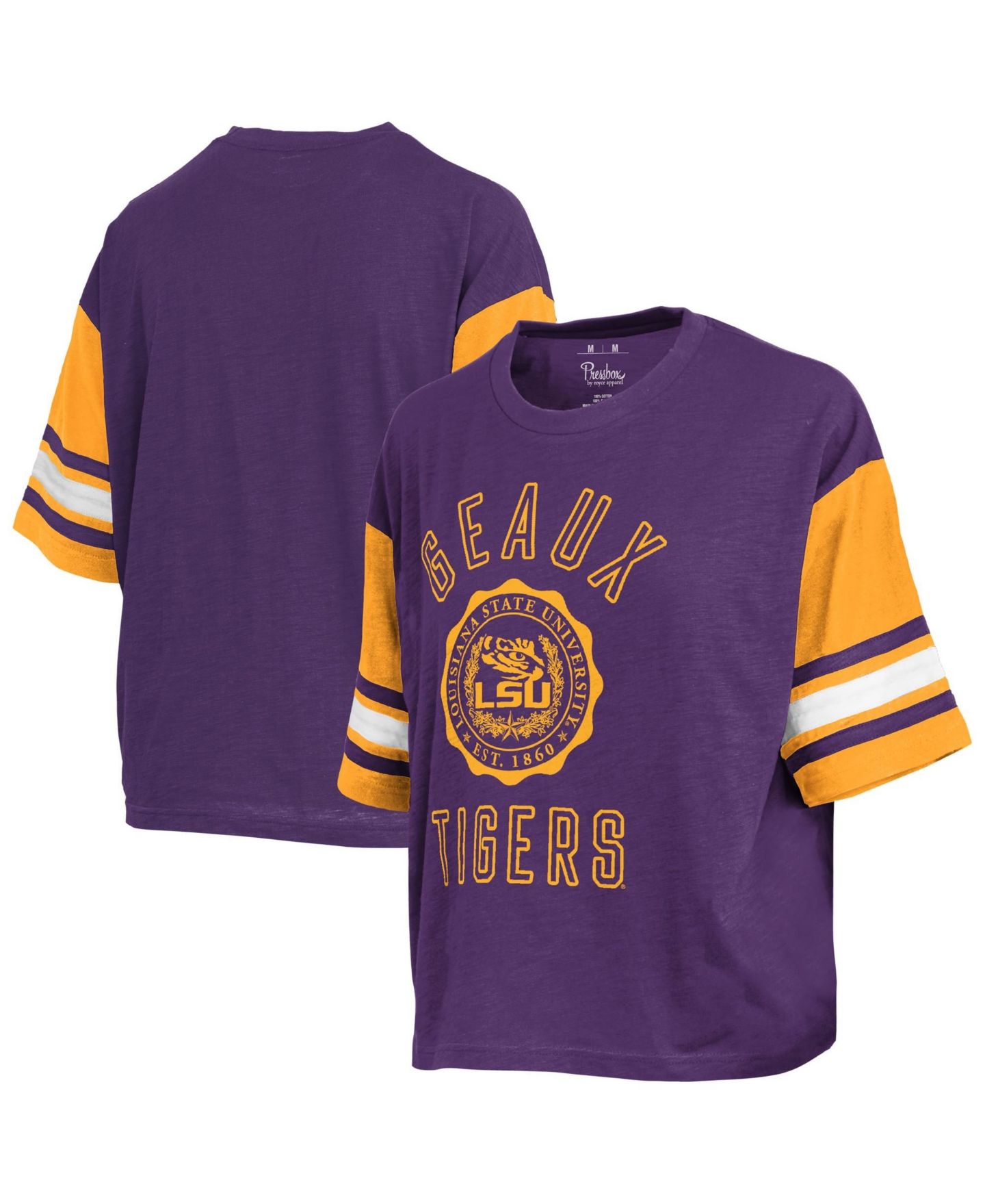 Женская футболка Pressbox Purple LSU Tigers Sunday Color block Seal Slub — фото 1