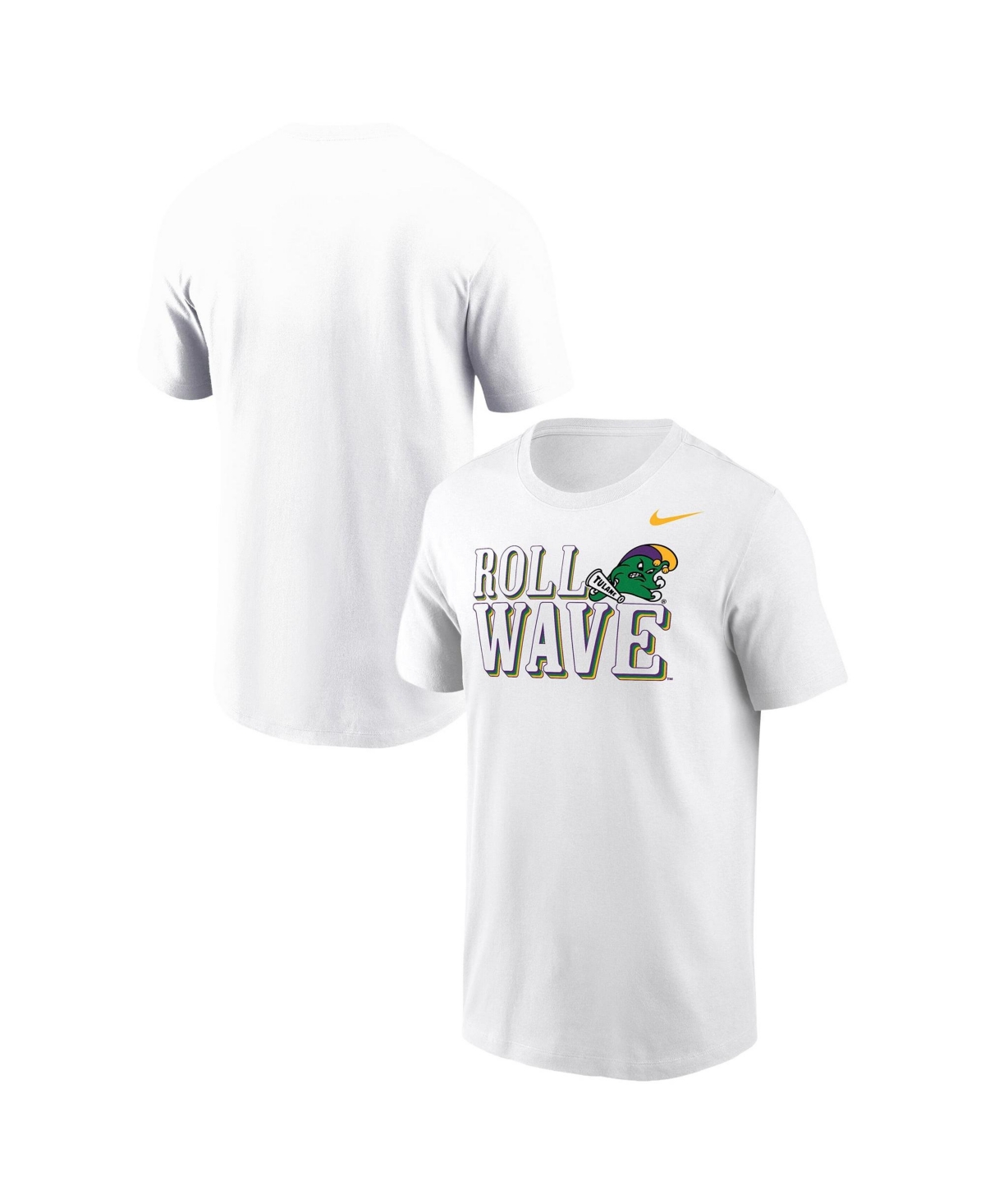 Nike Men's White Tulane Green Wave Roll Wave Dri-fit T-Shirt - White