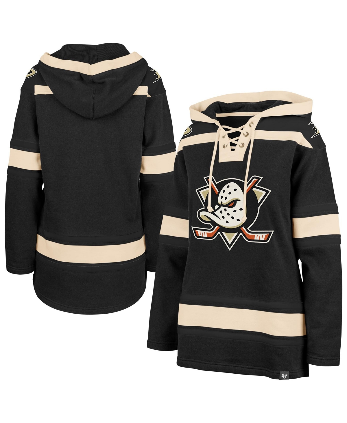 '47 Brand Women's Black Anaheim Ducks Superior Lacer Pullover Hoodie - Black