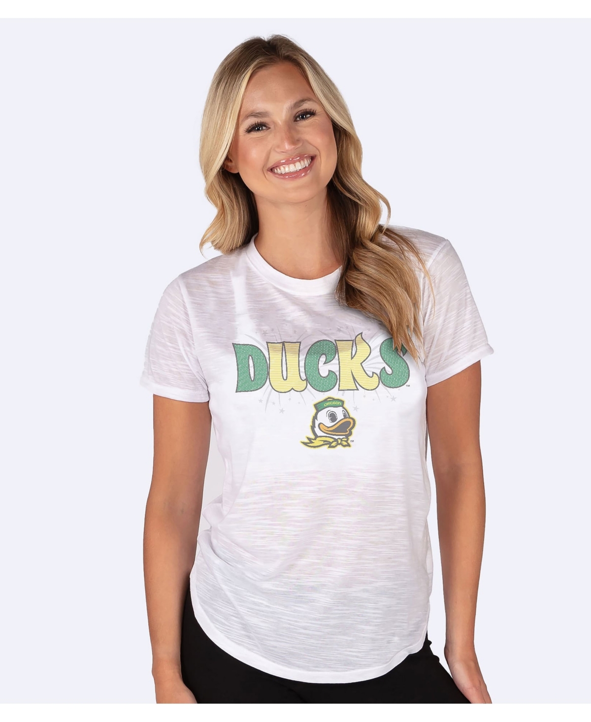 Concepts Sport Women's White Oregon Ducks Fireworks Infuse Lightweight Slub Knit Top - White