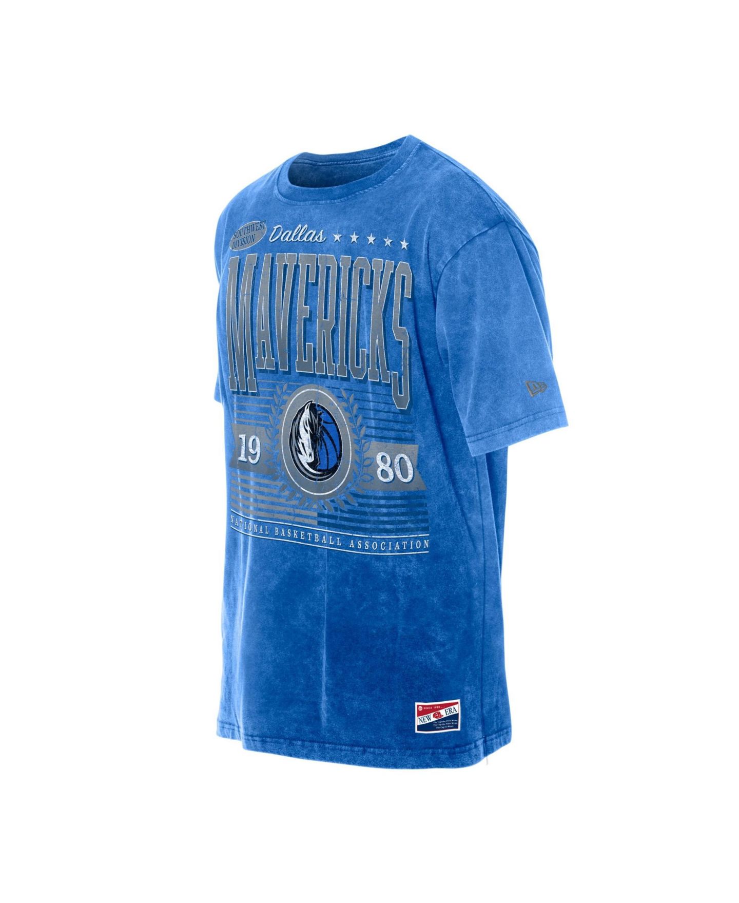 Мужская футболка New Era Blue Dallas Mavericks Oversized Throwback Collection Mineral Wash — фото 3