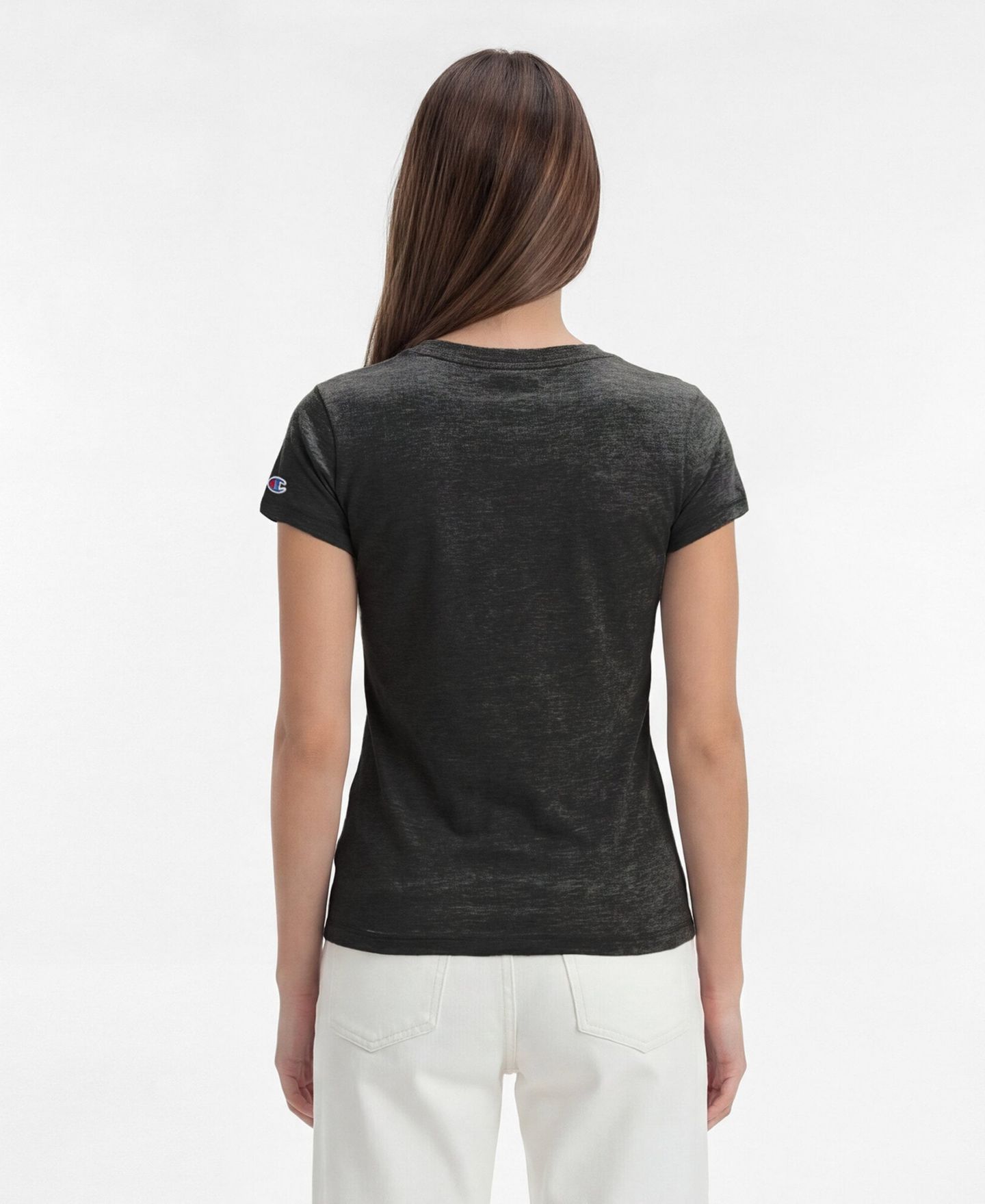 Женская футболка Champion Black Carolina Panthers Triumph Tri-Blend V-Neck — фото 2