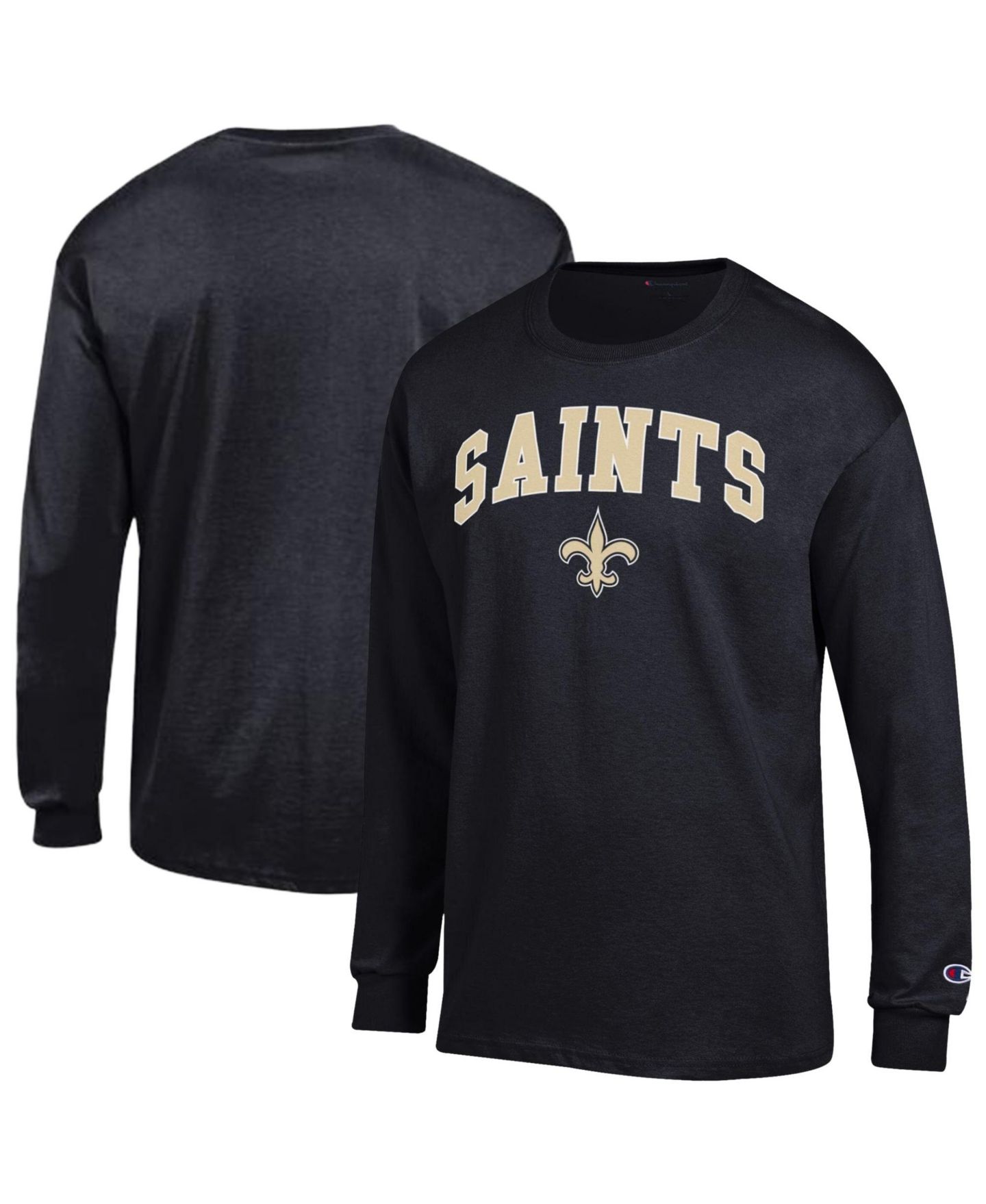 Мужская футболка Champion Black New Orleans Saints Arch Over Logo Long-Sleeve — фото 1