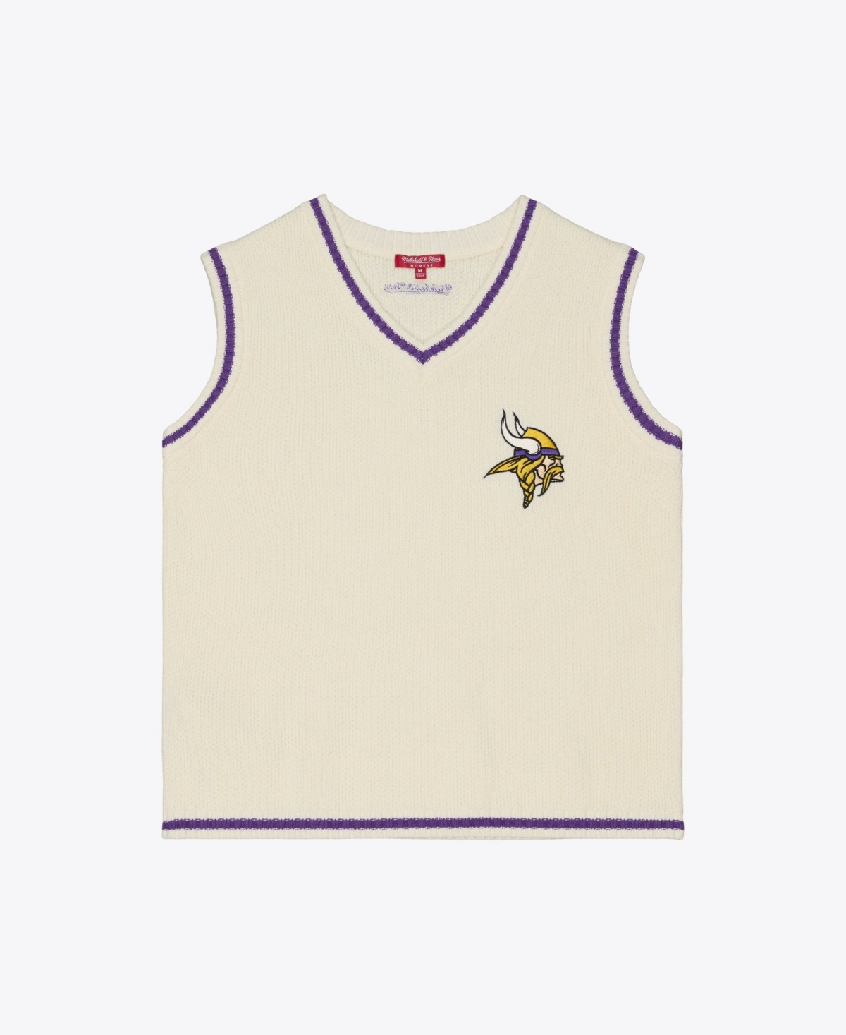 Mitchell & Ness Women's Cream Minnesota Vikings Retro Roots V-Neck Sweater Vest - Cream