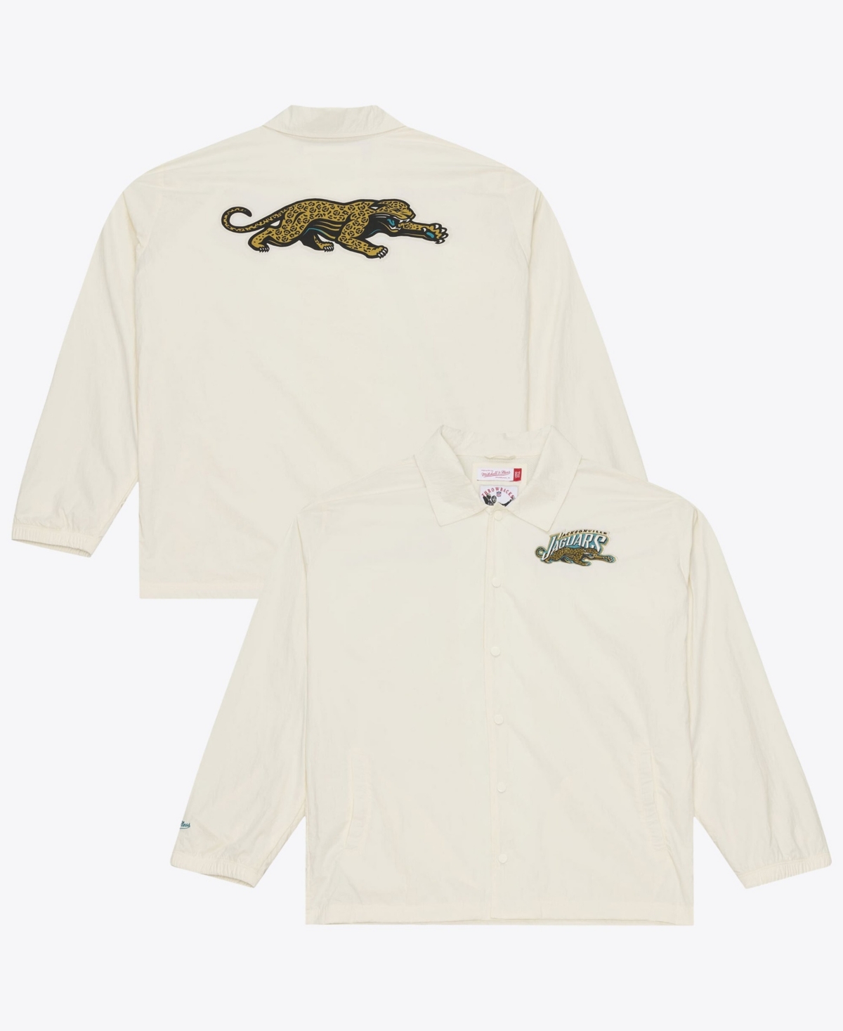 Mitchell & Ness Men's Mitchell Ness Cream Jacksonville Jaguars Retro Roots Full-Snap Coaches Jacket - Cream