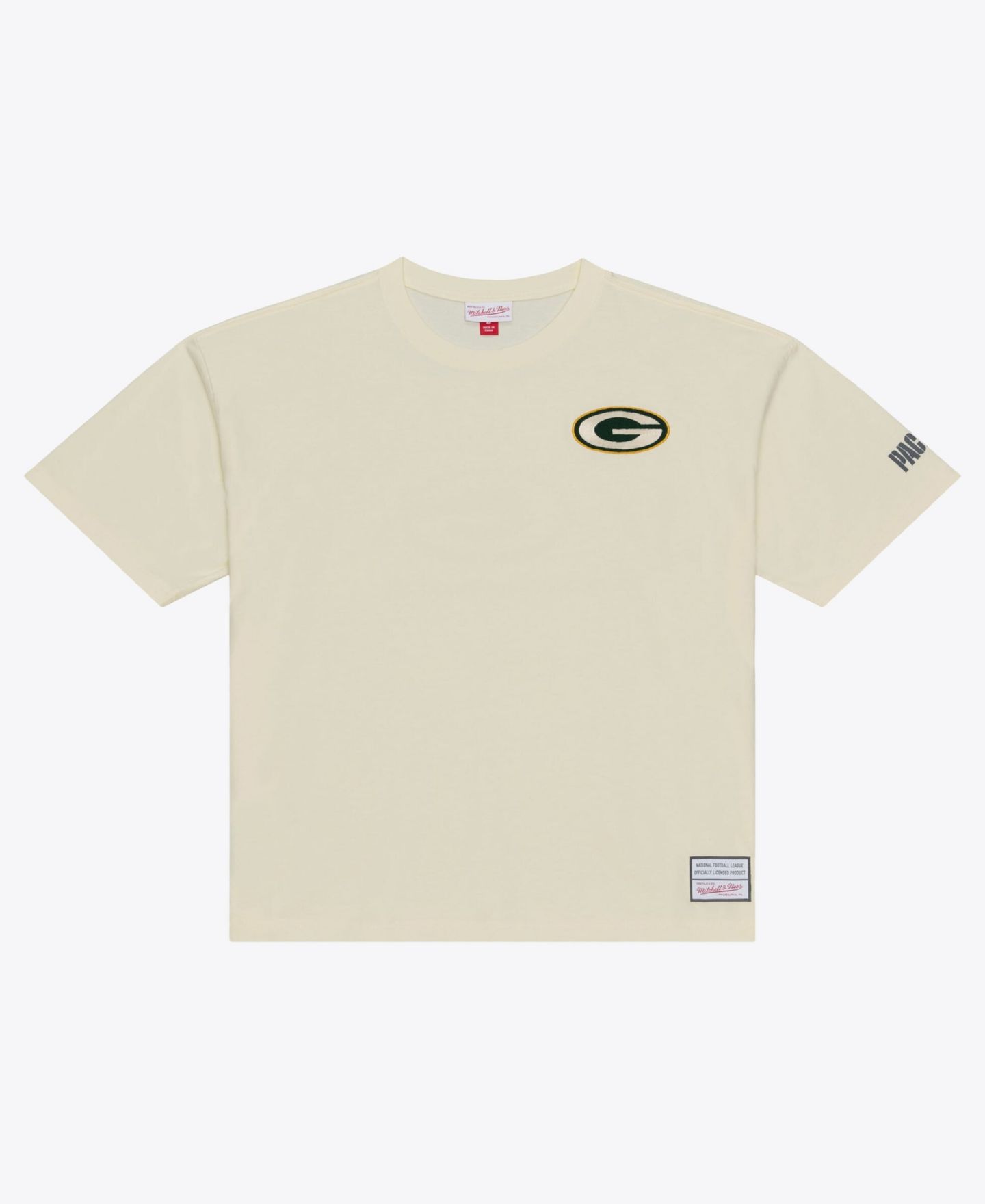Мужская футболка Mitchell & Ness Mitchell Ness Cream Green Bay Packers Oversized Heritage Hues — фото 2