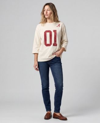 Women's Cream Alabama Crimson Tide Retro Roots Oversized 3/4-Sleeve T-Shirt