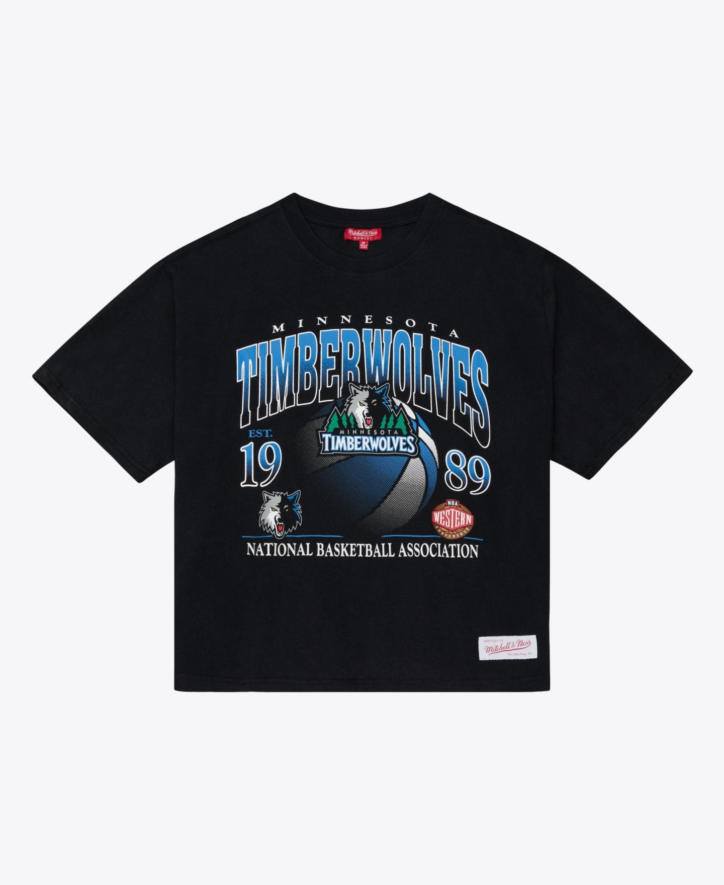 Женская футболка Mitchell & Ness Mitchell Ness Black Minnesota Timberwolves Street Graphic Boxy Crop — фото 2