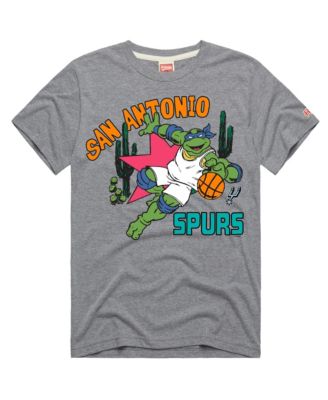 Men's and Women's Gray San Antonio Spurs x Teenage Mutant Ninja Turtles Leonardo Tri-Blend T-Shirt