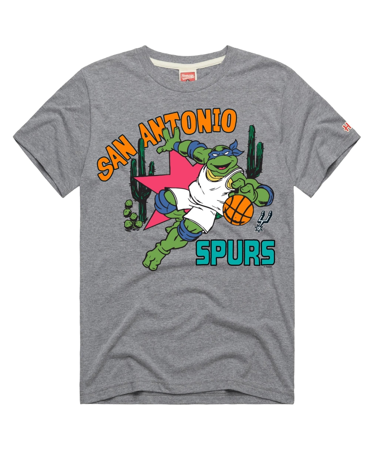 Homage Men's and Women's Gray San Antonio Spurs x Teenage Mutant Ninja Turtles Leonardo Tri-Blend T-Shirt - Gray