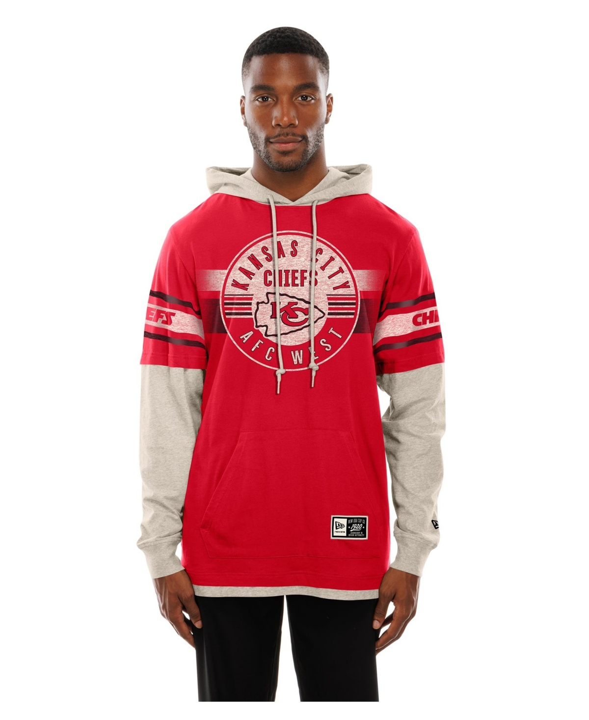 New Era Men's Red Kansas City Chiefs Twofer Layered Long-Sleeve Hooded T-Shirt - Red