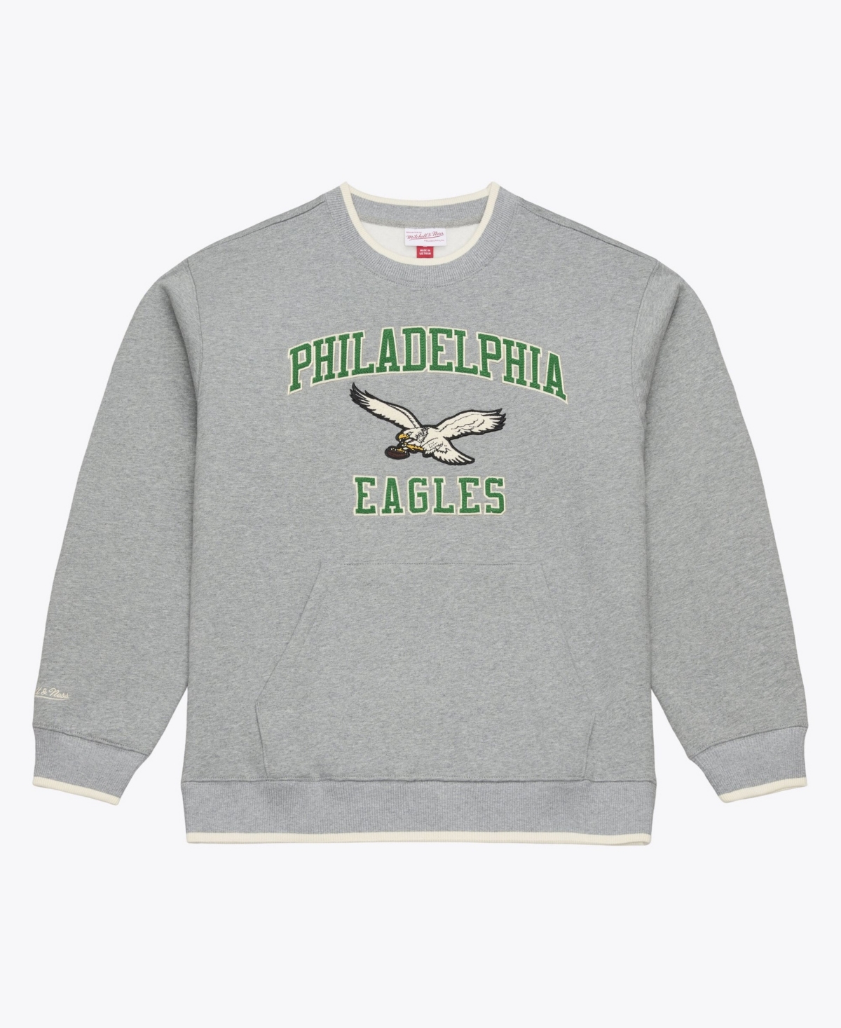 Mitchell & Ness Men's Mitchell Ness Heather Gray Philadelphia Eagles Premium Essentials Crew Sweatshirt - Heather Gray