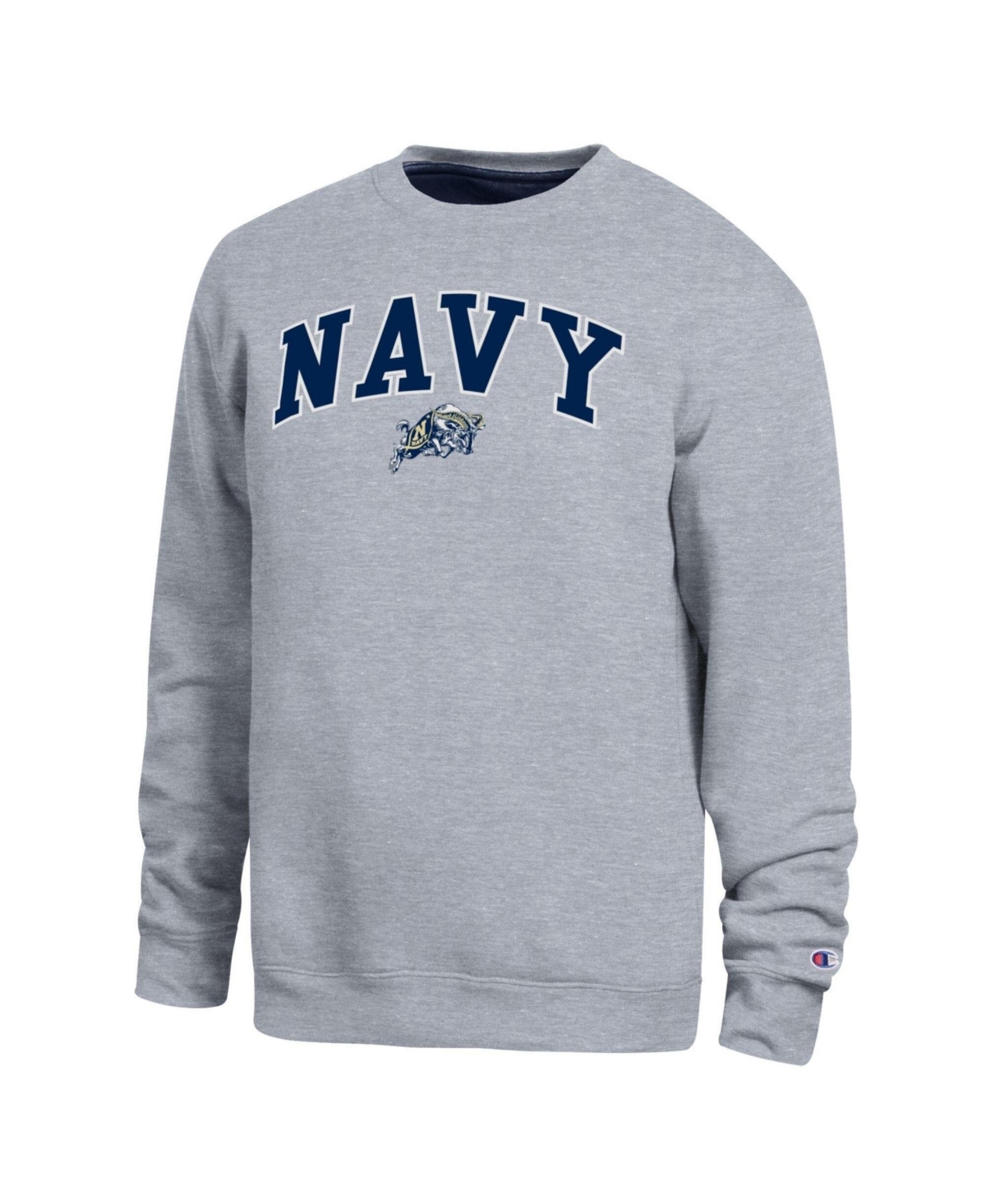Champion Men's Heather Gray Navy Midshipmen Arch Sweatshirt - Heather Gray