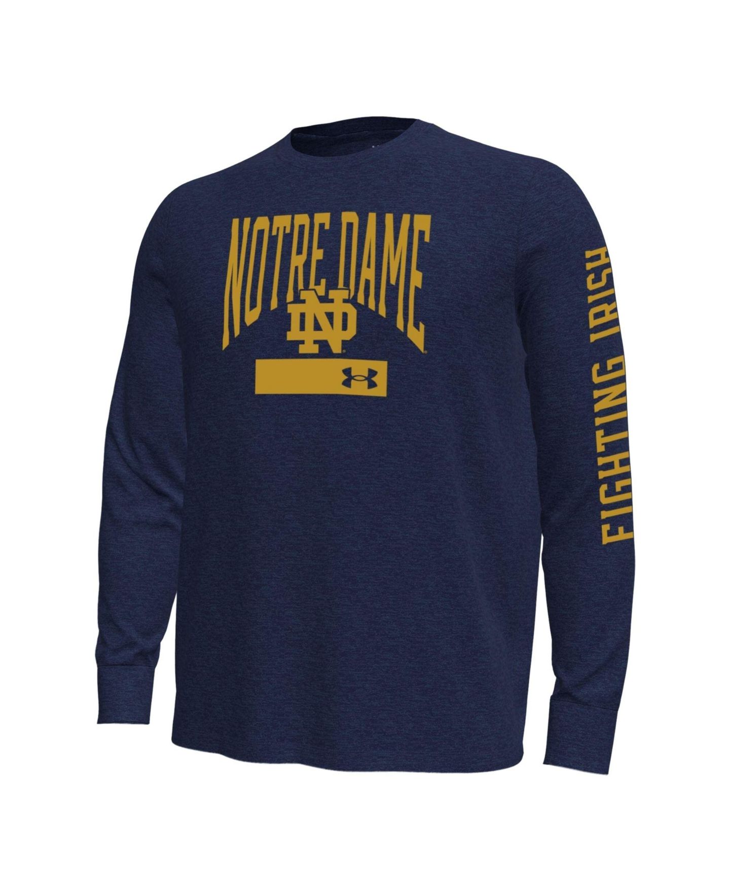 Мужская футболка Under Armour Navy Notre Dame Fighting Irish Gameday Motion Heavyweight Long-Sleeve — фото 2