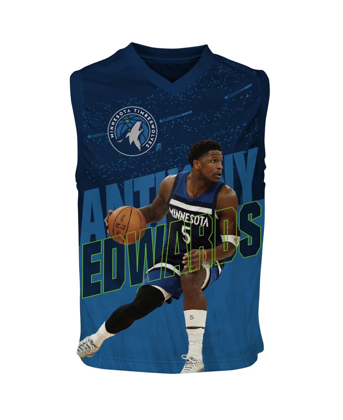 Детский топ Outerstuff Anthony Edwards Blue Minnesota Timberwolves Icon Play Jersey — фото 2
