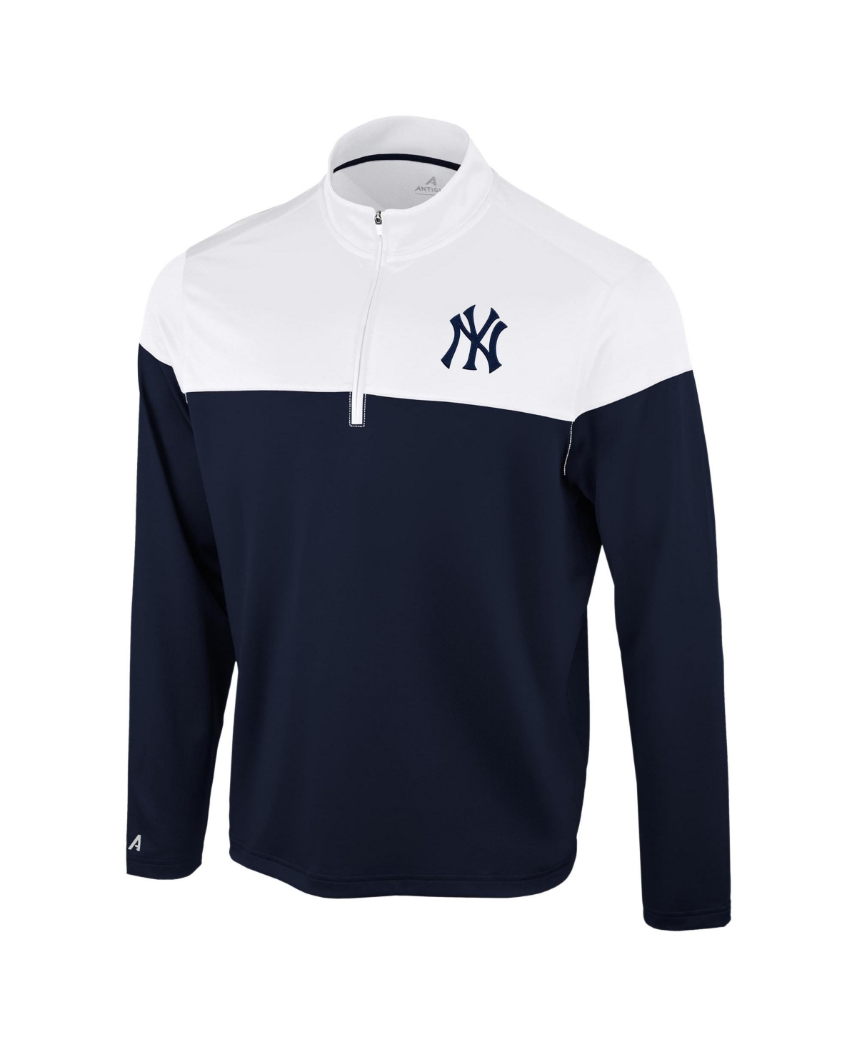Antigua Men's Navy/White New York Yankees Hinder Quarter-Zip Pullover - Navy, White