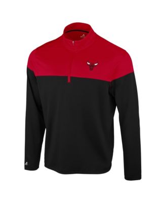 Men's Black/Red Chicago Bulls Hinder Quarter-Zip Pullover