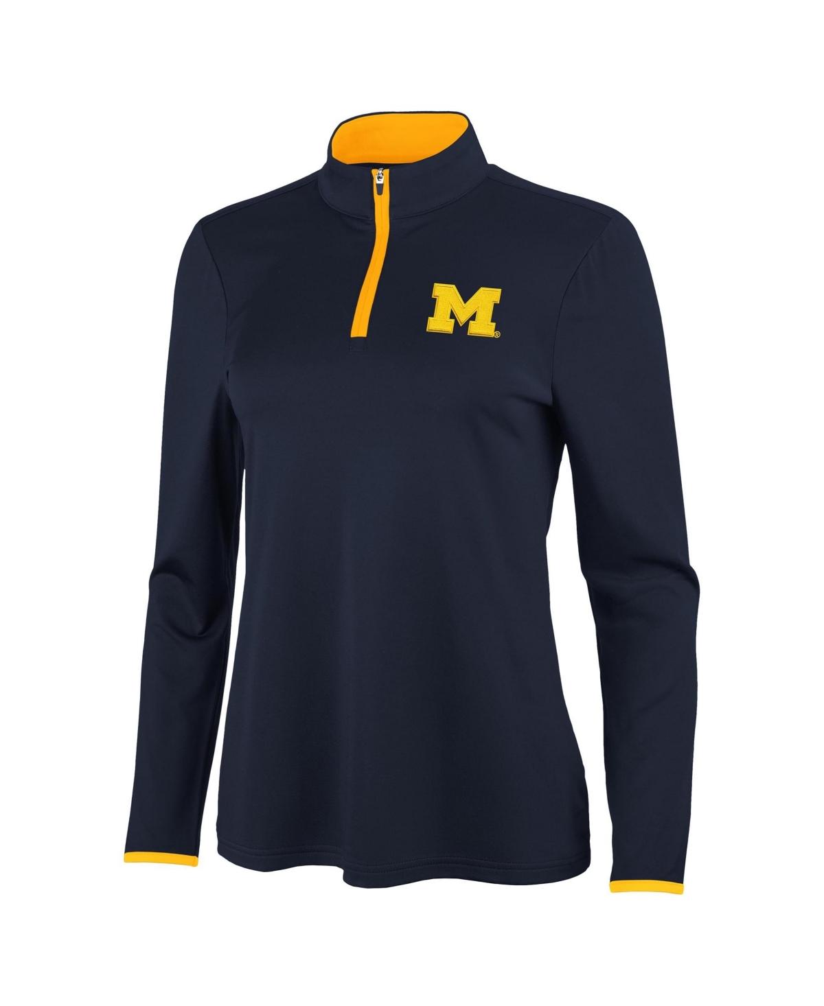 Antigua Women's Navy/Maize Michigan Wolverines Brink Quarter-Zip Pullover - Navy, Maize
