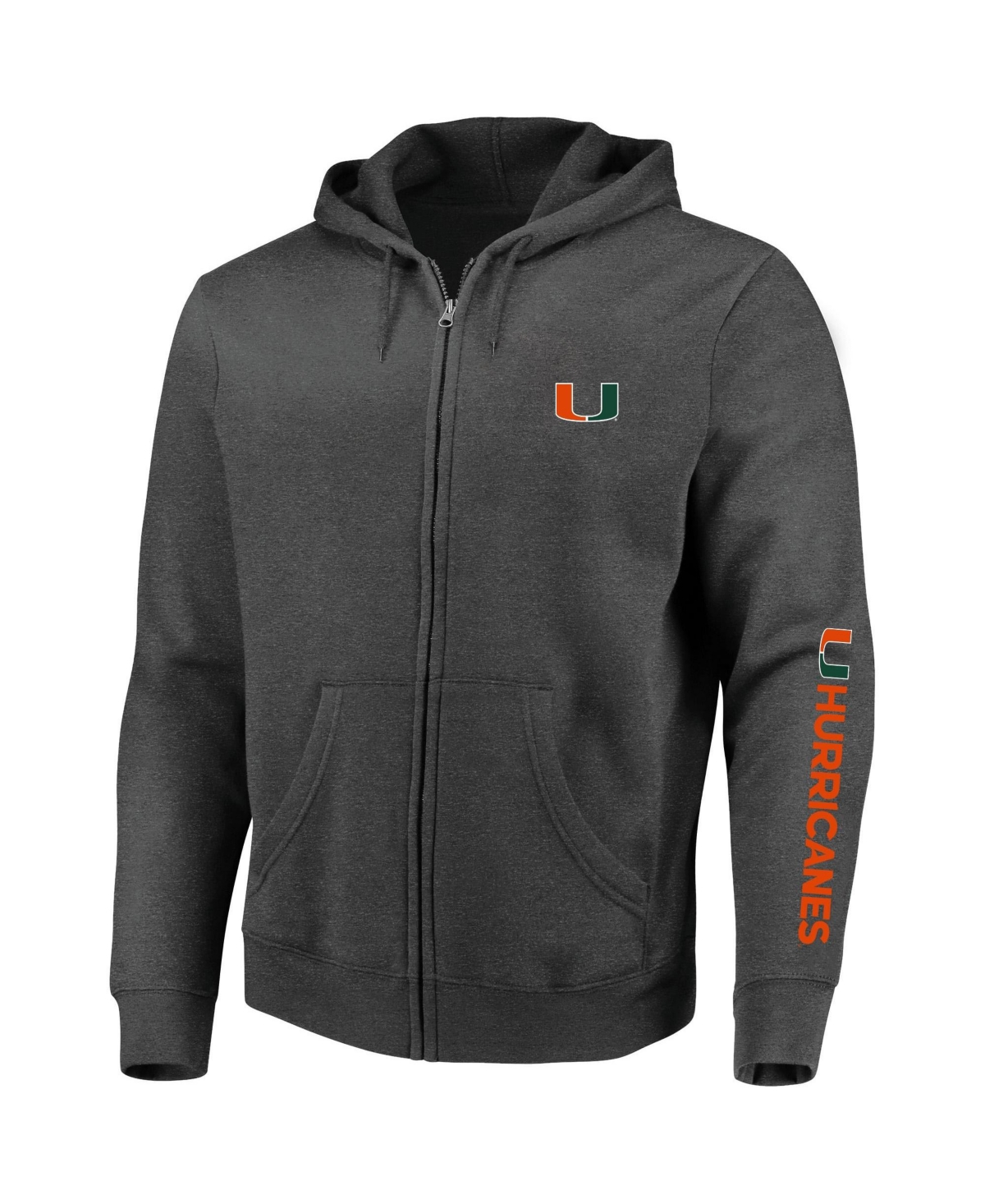 Profile Men's Heather Charcoal Miami Hurricanes Big Tall Full-Zip Hoodie - Heather Charcoal