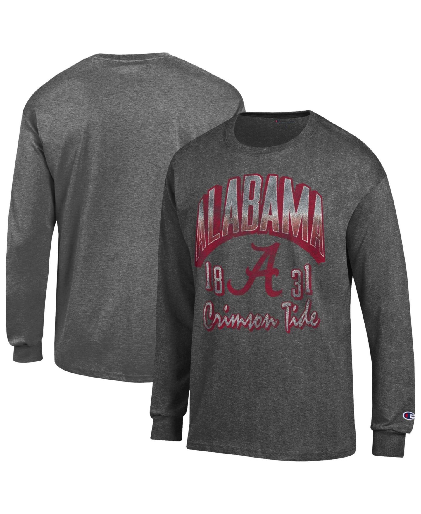 Мужская футболка Champion Heather Charcoal Alabama Crimson Tide Bold Long-Sleeve — фото 1