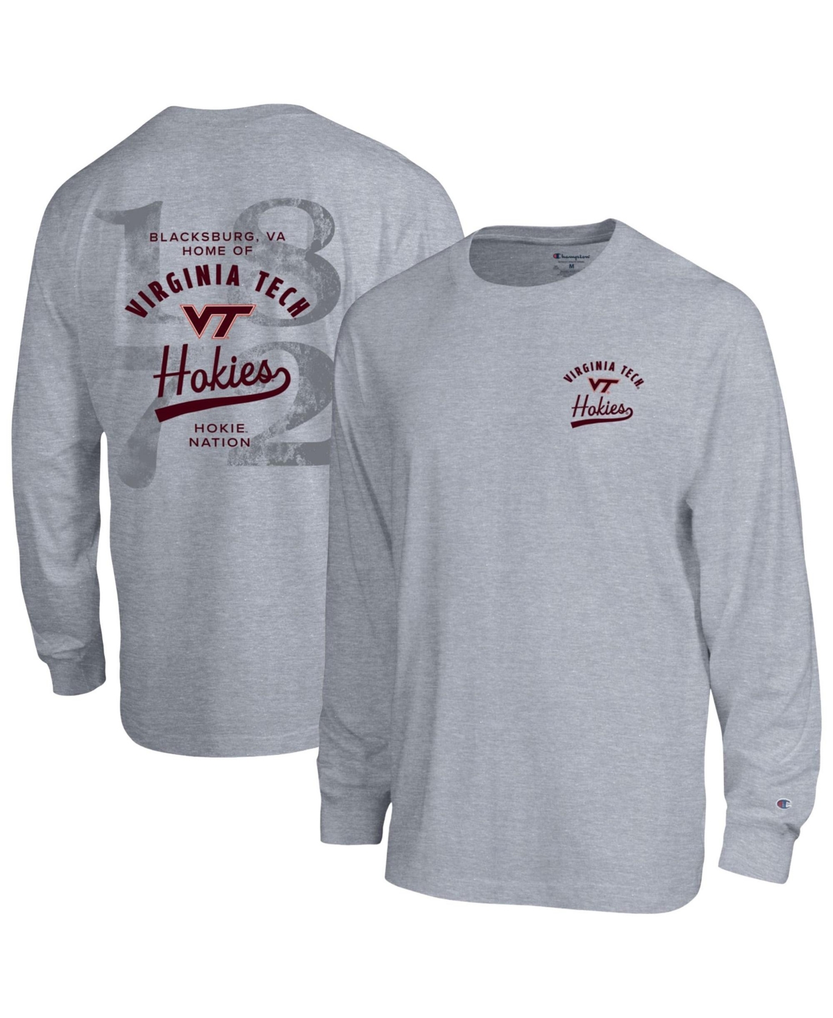Champion Men's Heather Gray Virginia Tech Hokies Laminated All-Star Long-Sleeve T-Shirt - Heather Gray