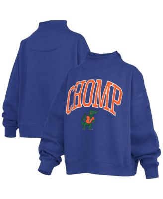 Women's Royal Florida Gators Oversized Slogan Fleece Mock Neck Sweatshirt