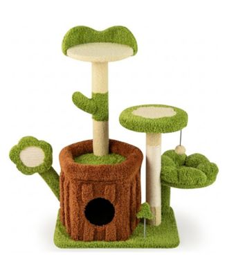 36 Inch Cat Activity Tree with Sisal Scratcher and Washable Cover