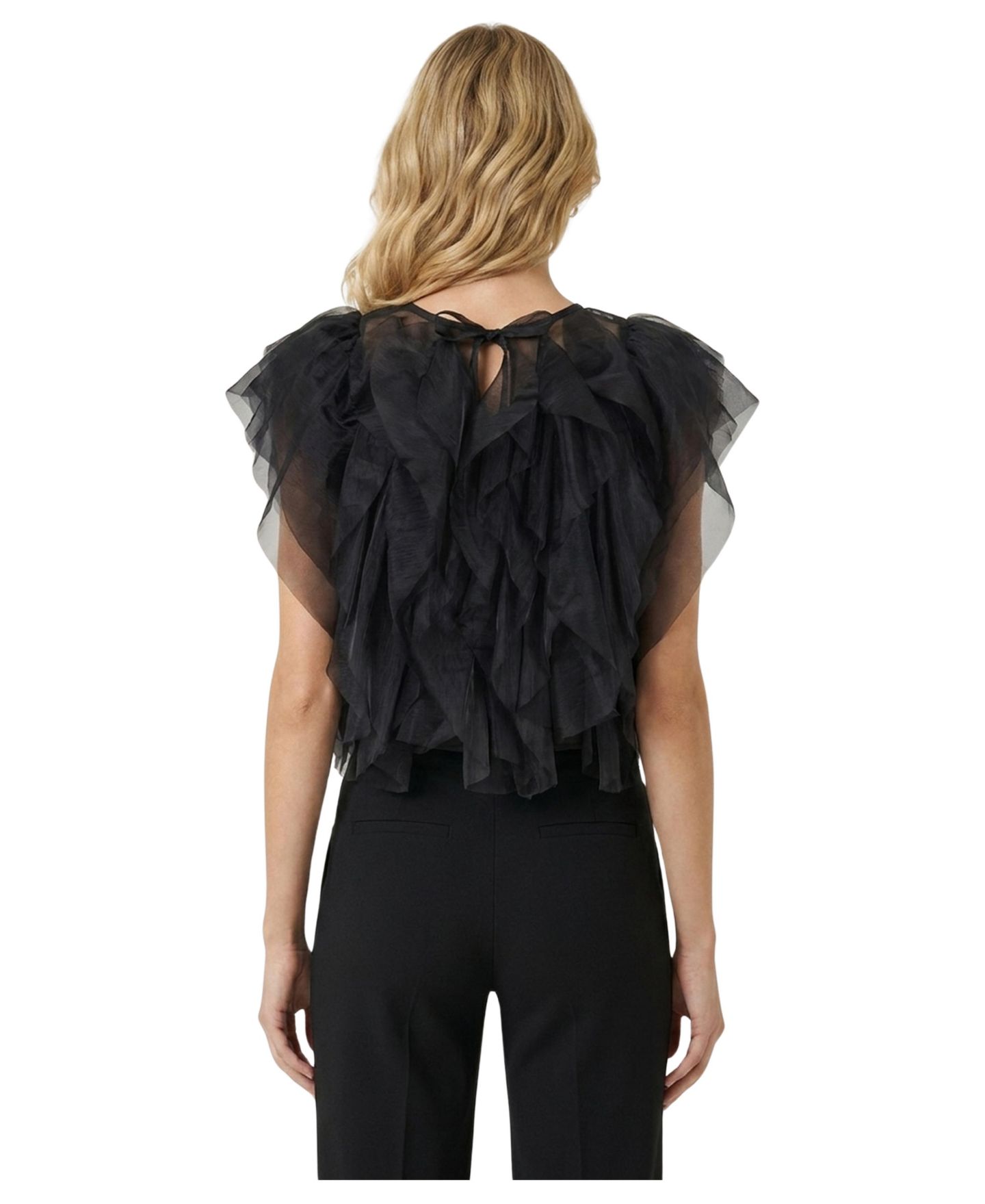 Женская блузка Modenaire Sleeveless Sheer Ruffled Tulle, цвет: Чёрный — фото 2