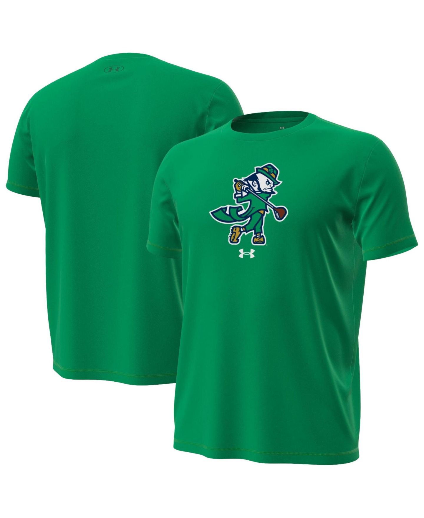Мужская футболка Under Armour Kelly Green Notre Dame Fighting Irish Golf Leprechaun Tech Stretch — фото 1