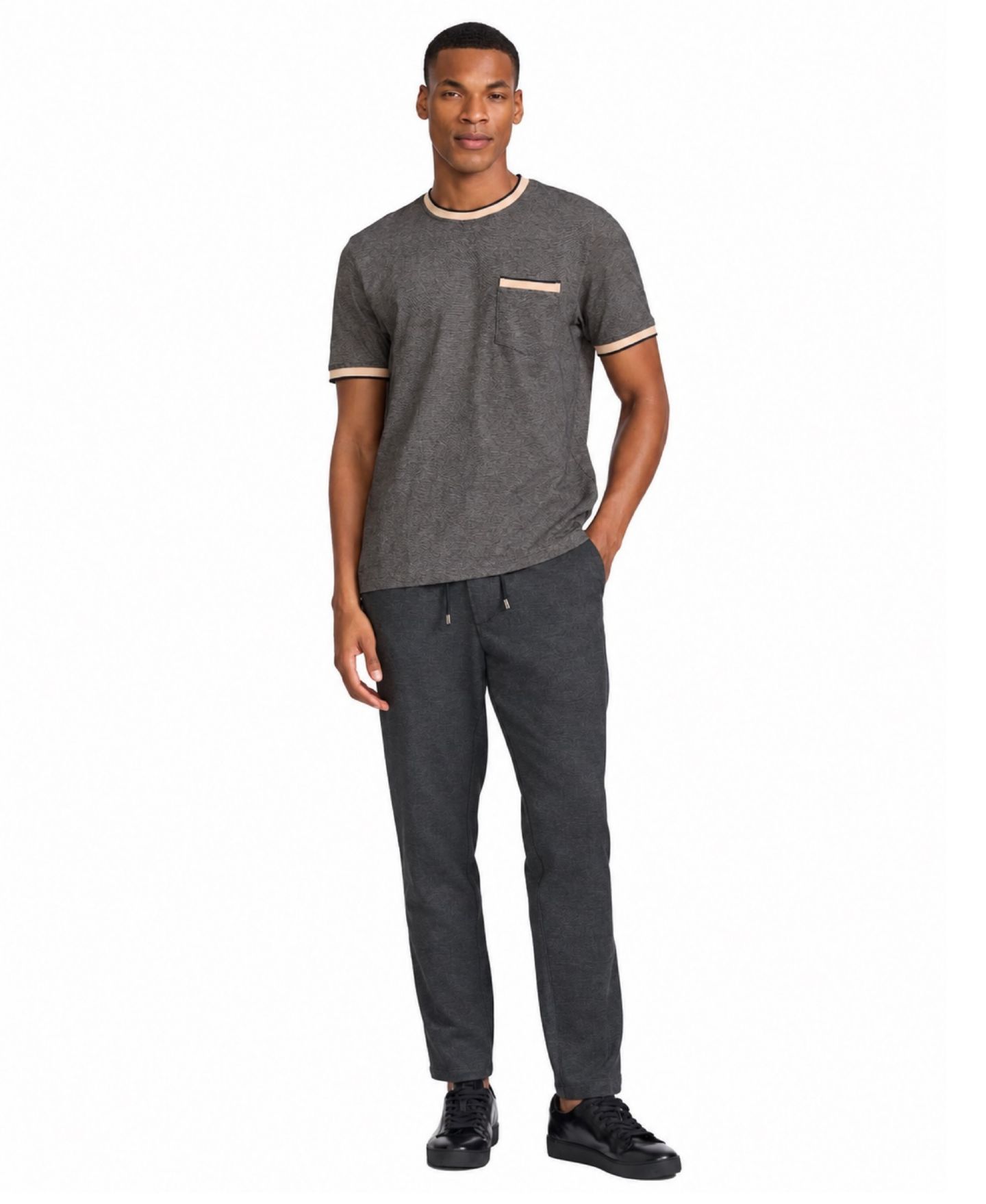 Мужская футболка Ted by Ted Baker Fitzroy Jacquard Classic-Fit Crewneck, цвет: Чёрный — фото 2
