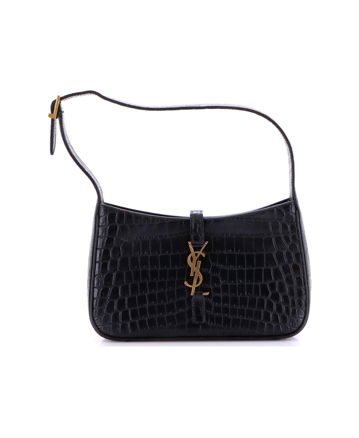 Pre-Owned Saint Laurent Small Le 5 a 7 Hobo Embossed Leather - Black