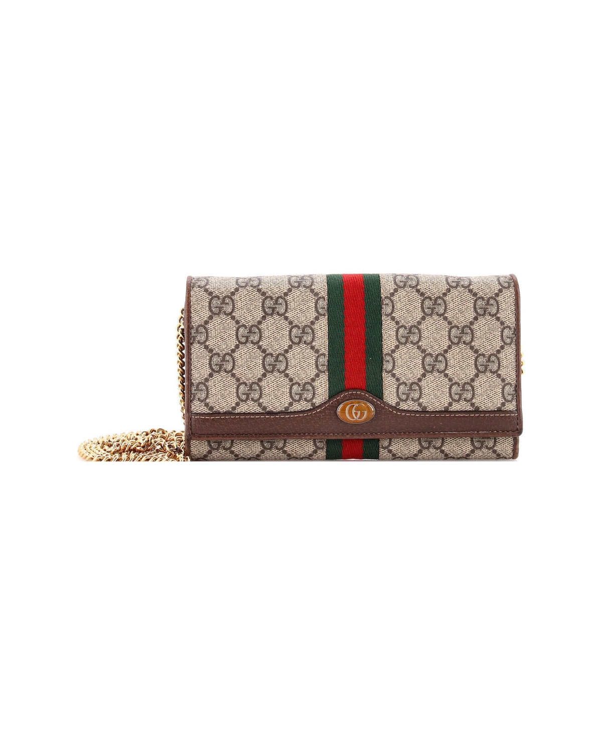 Pre-Owned Gucci Ophidia Chain Wallet Gg Coated Canvas - Brown