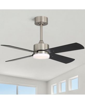 42-inch Minimalism Nickel 4-Blade LED Propeller Ceiling Fan with Remote Control and Light Kit Included
