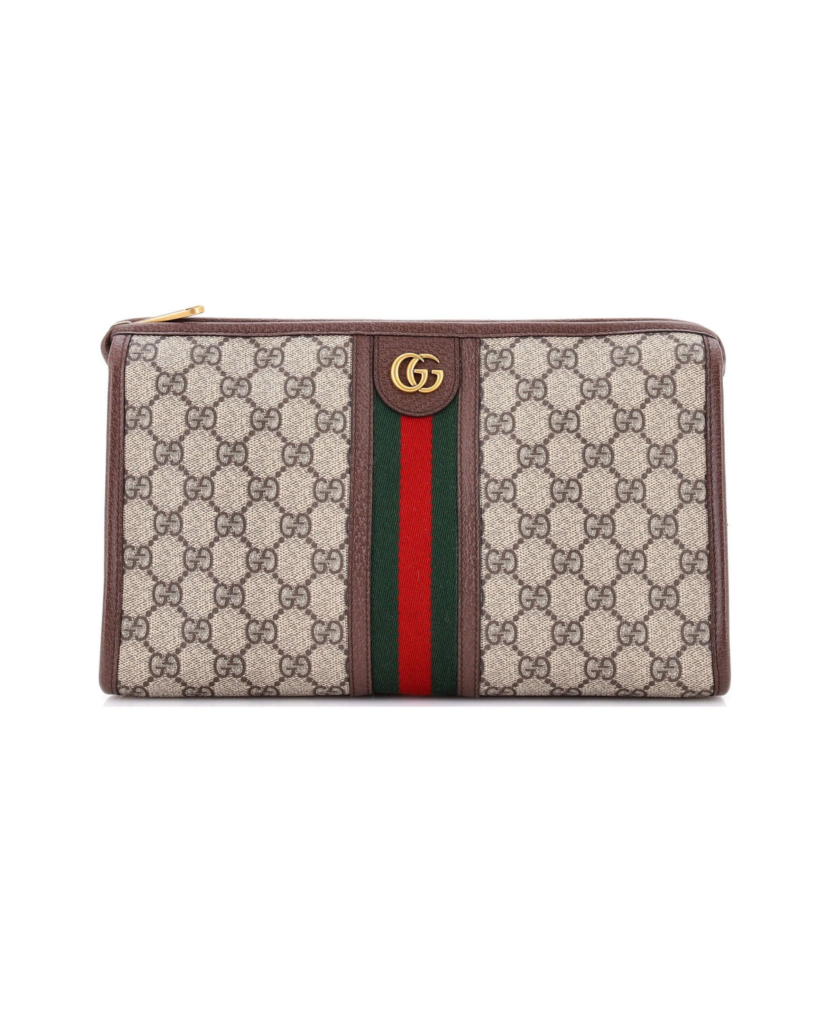 Pre-Owned Gucci Large Ophidia Toiletry Pouch Gg Coated Canvas - Brown