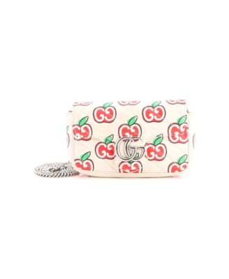 Super Mini GG Marmont Flap Bag Printed Diagonal Quilted Leather