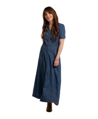 Women's Apple Maxi Collared Short-Sleeve Dress