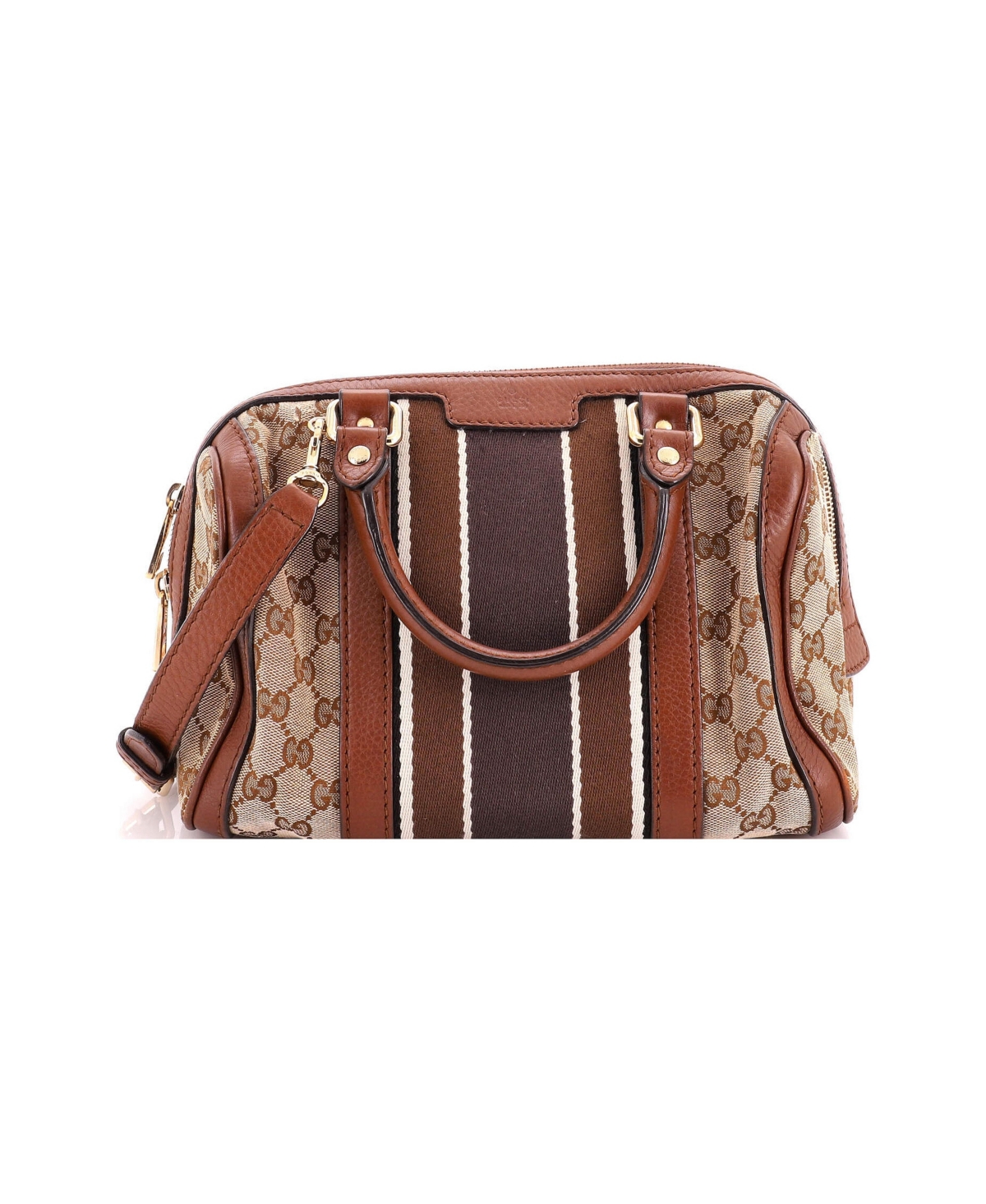 Pre-Owned Gucci Small Vintage Web Boston Bag Gg Canvas - Brown