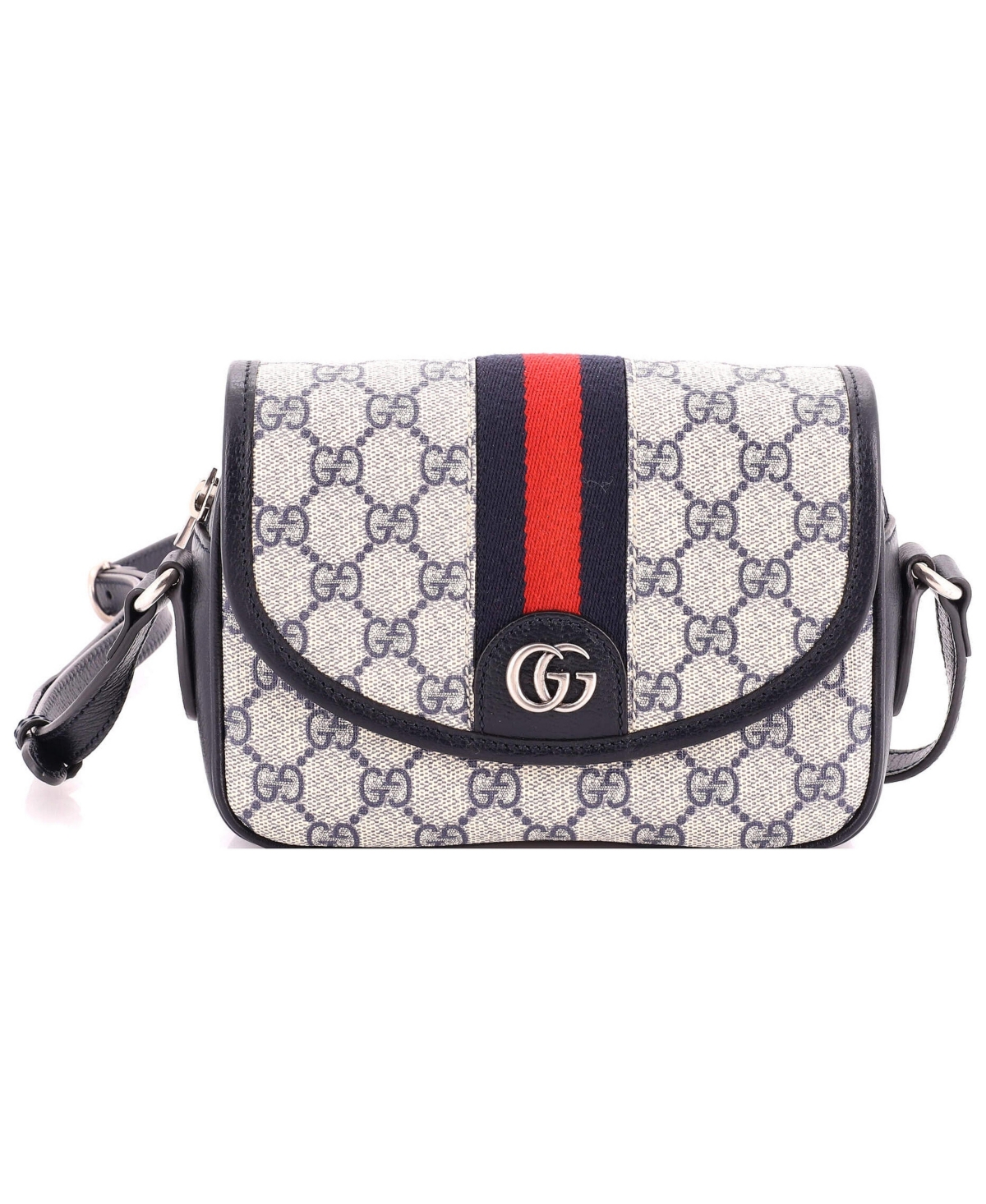 Pre-Owned Gucci Mini Ophidia Flap Shoulder Bag Gg Coated Canvas - Blue