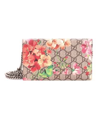 Chain Wallet Blooms Print GG Coated Canvas